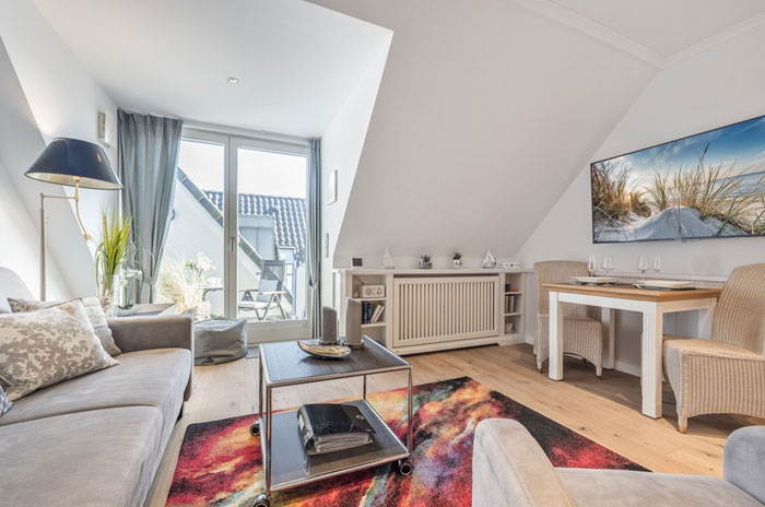 Appartement-Vermietung Bals - Strandliebe - Lorens-De-Hahn-Straße 34 | B13 | Sylt | Westerland, 2-Zimmer-OG-Wohnung für 2 Personen mit 1 Schlafzimmer, 1 Badezimmer, ca. 45 m2, Grundstück ca. 0 m2