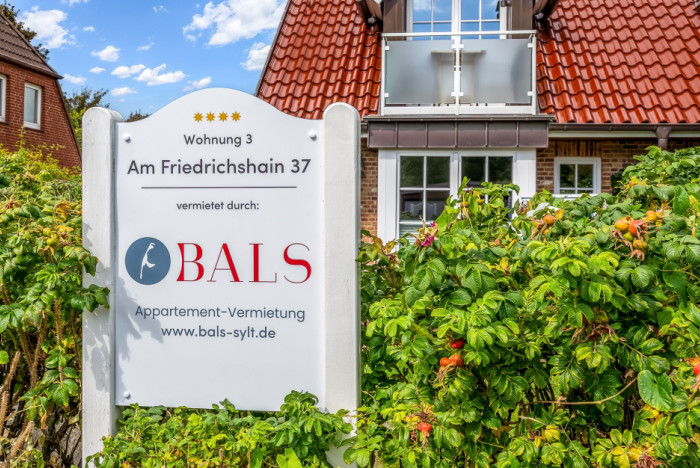 Appartement-Vermietung Bals -  - Am Friedrichshain 37 | Wohnung 3 | Sylt | Westerland, 2-Zimmer-EG-Wohnung für 2 Personen mit 1 Schlafzimmer, 1 Badezimmer, ca. 45 m2, Grundstück ca. 0 m2